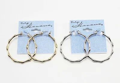 New Gold Or Silver Metal Bamboo Hoop Earrings #E1072 • $6.49