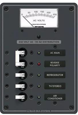 Blue Sea Marine 230v AC EUROPEAN Main Circuit Breaker Panel 3 Position Voltmeter • $214.95