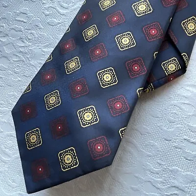 100% Silk KITON NAPOLI NeckTie Italy Blue W Gold/Red Diamond Pattern • $29.99