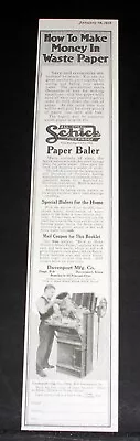 1918 Old Magazine Print Ad Schick Paper Baler How 2 Make Money In Waste Paper! • £12.53