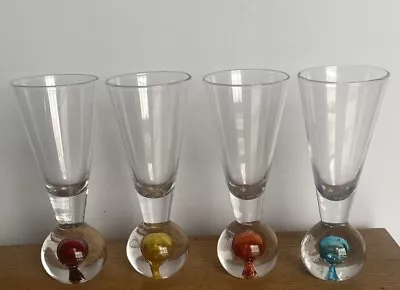 Vintage Blown Bubble Glass Ball Deco Style Shot Glass Set Of 4 • $26.99