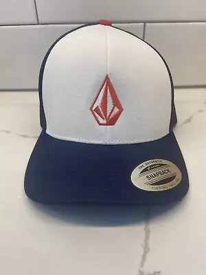 New Volcom Stone Logo Snapback Trucker Style White Hat Cap New With Tags • $19.99