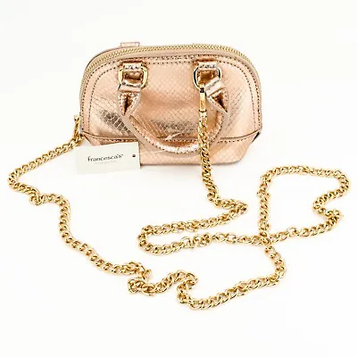 Francesca's Dome Metallic Mini Bag Detachable Chain Shoulder Strap Pink 6 X4.75  • $27.89