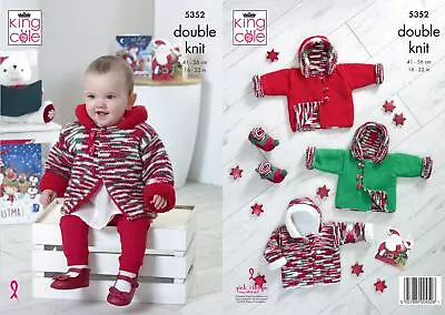 £4.49 • Buy King Cole 5352 Knitting Pattern Baby Reversible Coat In Big Value & Glitz DK
