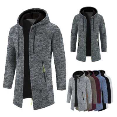 £12.79 • Buy Mens Fleece Lined Coat Insulated Knitted Zip Up Cardigan Warm Winter Jumper