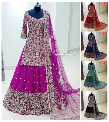 $56 • Buy Long Choli Top Lehenga Indian Wedding Moti Lengha Sari Pakistani Lehnga Dupatta