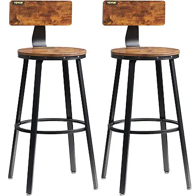 VEVOR Rustic Bar Stools Counter Height Round Bar Chairs With Backrest 39  2 Set • $70.99