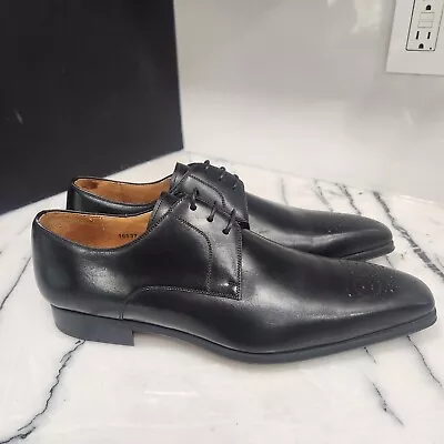 Magnanni #16537   3- Eyelet Brogue Derby Dress Shoe In Black Calfskin Men's 12M • $149.99