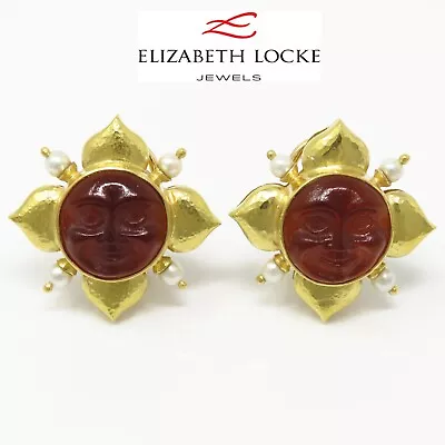 NYJEWEL Elizabeth Locke 18k Gold Venetian Glass Pearl Clip On/Pierced Earrings • $4750