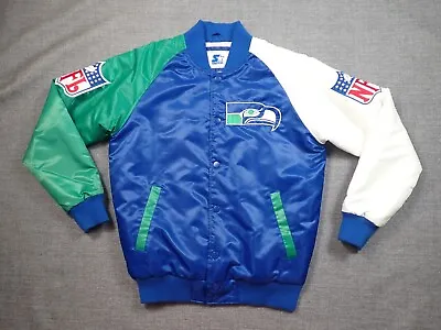 Starter NFL Seattle Seahawks Satin Snap Jacket Men's Medium Blue Green White • $97.49