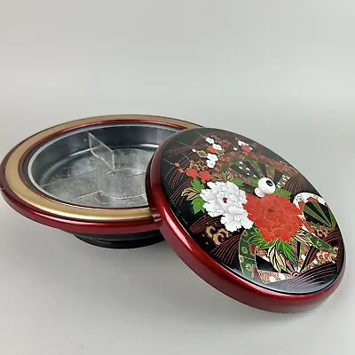 VTG Japan Sushi Divided Serving Dish Tray Lacquer Red Painted Lazy Susan Kein • $14.25