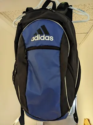 Adidas Soccer Logo Sport Backpack Day Bag Load Spring Strap Black Blue Fresh Pak • $10