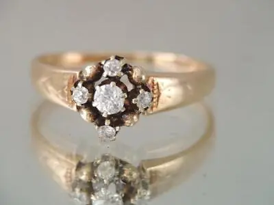 ANTIQUE VICTORIAN 18K GOLD 5 MINE CUT DIAMOND RING Sz 5 1/2 • $295