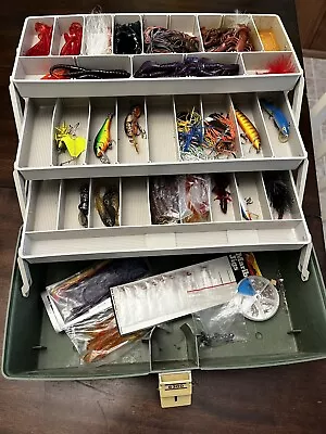 Plano 6300 Vintage Tackle Box Full Of Lures-Includes 2 Packs Rebel Redneck Lures • $47.95