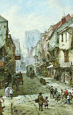 Louise Rayner  Foss Gate York  British English Female Artist Victorian Blue • £83