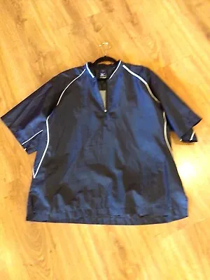 Mizuno Rain Jacket Coat Solid Blue Baseball ⚾️ Short Pullover XL Quarter Zip • $17.99