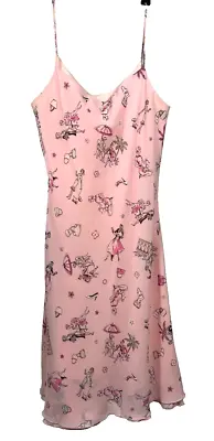 B. Smart Petites 9/10 Pink Polyester Graphic Spaghetti Strap Sun Dress • $15