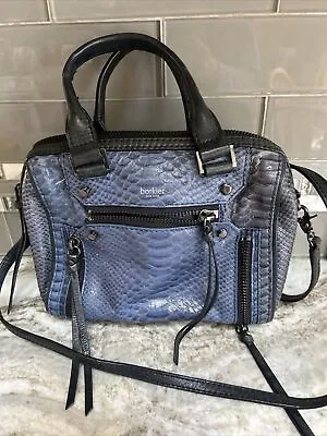 BOTKIER LOGAN Blue/ Black SNAKE EMBOSSED LEATHER CONVERTIBLE CROSSBODY HANDBAG • $42