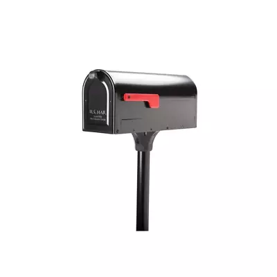 Mailbox & 2 Inch In-Ground Steel Post Kit Combo Black With Fluted Mounting Plate • $60.61