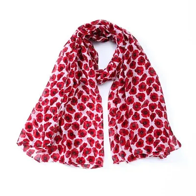 NEW Poppy Print Mini Poppy Scarf Women Fashion Soft  Lightweight Scarves  Shawl  • £3.99