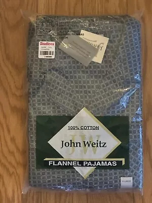 JOHN WEITZ Pajama Set Mens XL Flannel Plaid Long Sleeve Top & Pants Cotton NOS • $49.99