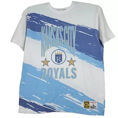 Mitchell & Ness Kansas City Royals MLB Shirt L Large Paint Splash White Blue New • $31.99