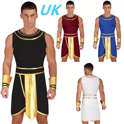 UK Men's Ancient Egypt Pharaoh Cosplay Costume Greek Roman King Caesar Outfit • £16.59