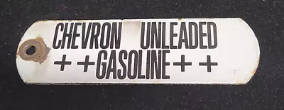 Vintage CHEVRON   UNLEADED ++  GASOLINE ++  Porcelain Gas Fuel Oil Tag / Sign • $35