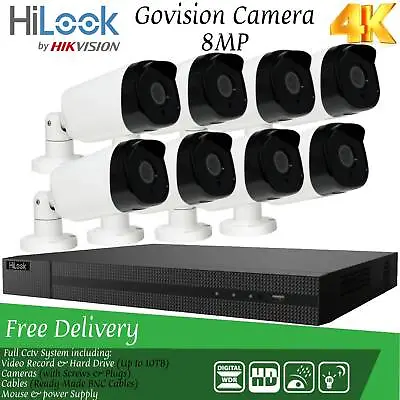 Hikvision 8mp Cctv 4k Uhd Dvr 4ch 8ch System Outdoor Full Camera Security Kit • £77.43