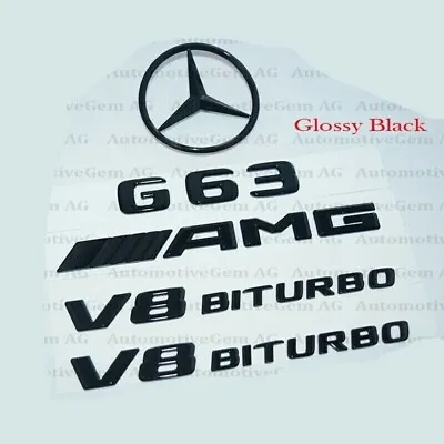 G63 AMG V8 BITURBO Rear Star Emblem Black Badge Combo Set For M W463 W464 • $39.99