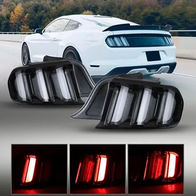 LED Sequential Tail Lights For 2015-2023 Ford Mustang Black Clear Len Rear Lamps • $272.75