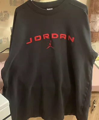 Vintage Jordan Sweatshirt Men's Size 2XL Y2K Black Crewneck Red Spellout • $35