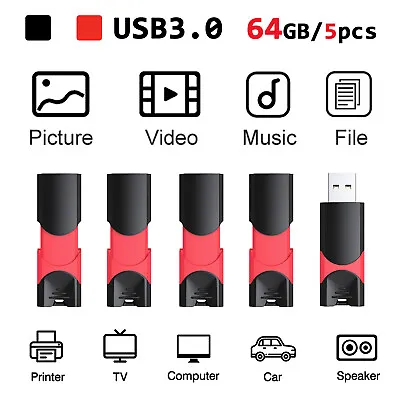 5PCS 64GB USB3.0 Flash Drive Memory Sticks Thumb Pen Drive For PS4 Music Storage • $28.99