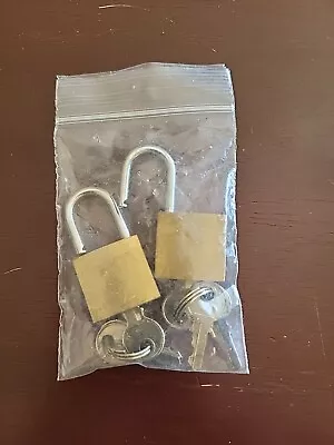 Lot 2 Miniature Brass Padlocks Locks Each W’ Three Keys • $7