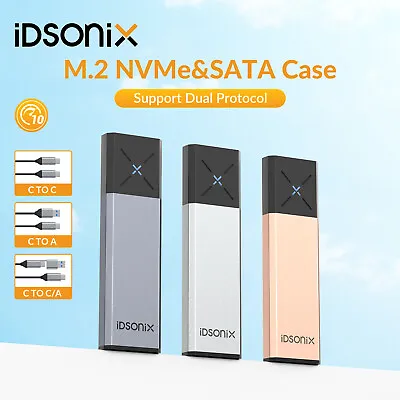 IDsonix M.2 NVME NGFF SATA SSD To Type-C/USB 3.1 External Drive Enclosure Case • $28.49