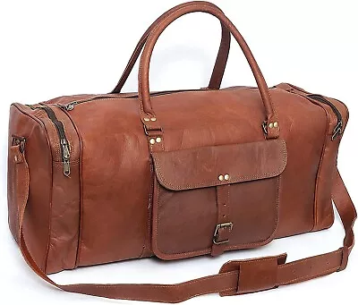 Bag Leather Duffle Men Travel Genuine Gym Luggage Overnight Vintage Weekend Bag • £59.99