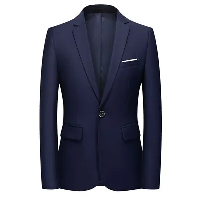Men Suit Blazer Jacket Coat Tops Dress Business Work One Button Formal Casual ❉ • $15.78