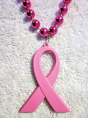 Large   Pink Ribbon   Breast Cancer Awareness Mardi Gras Necklace Bead (b226) • $6.95