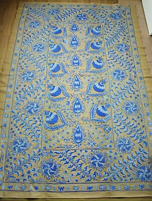 Uzbek Hand Embroidered Suzani Fabrictapestry Wall Hangingtableclothbedspread • $278.99