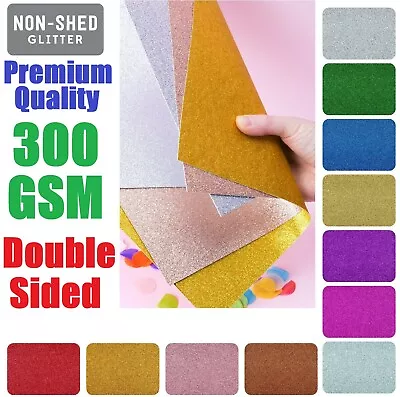 A4 Double Sided Glitter Card Premium Quality Low Non Shed 300gsm Crafts Coloured • £4.89