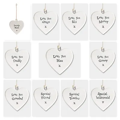 £4.99 • Buy East Of India Friend Family Ages White Porcelain Heart Gift Decoration 4.5x4.5cm