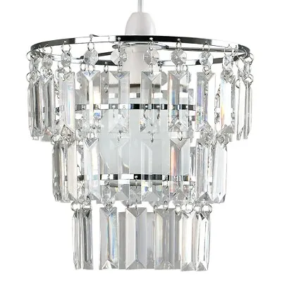 Lampshade Ceiling Pendant Light Shade Acrylic Crystal Easy Fit Chandelier Modern • £16.99
