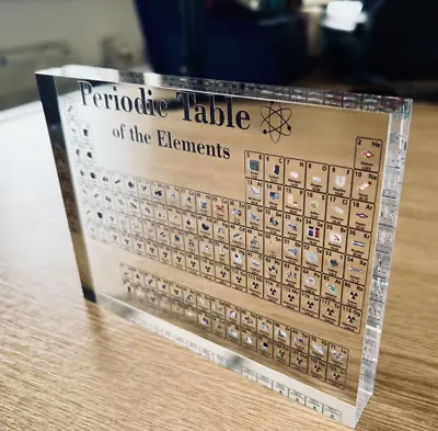 Periodic Table Of Elements A Clear Acrylic Display Block Ornaments • £9.99