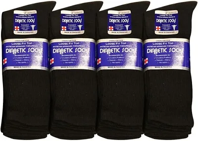 12 Pairs Men's Circulatory Diabetic Socks Crew Health Cotton 9-11 10-13 13-15 • $15.99