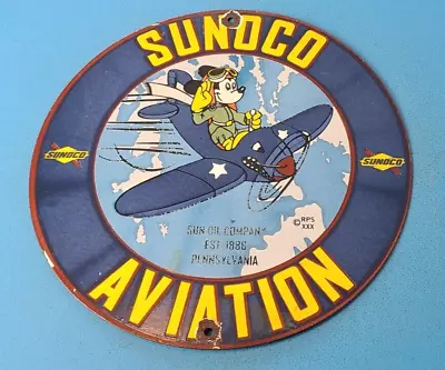 $119.47 • Buy Vintage Sunoco Motor Oils Porcelain Mickey Mouse Gasoline Service Station Sign