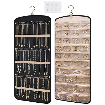 Earrings Hanger Bags Hanging Jewelry Organizer Necklace Display Storage Roll • $28.59