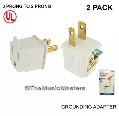 (2) White GROUNDING ADAPTERS Electrical Wall Plug 3 Prong Socket 2 Prong Plug  • $7.79