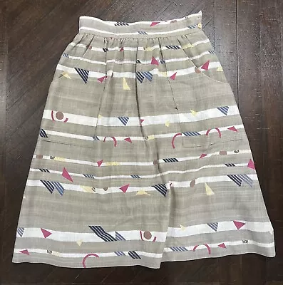 Vintage Secretary Midi Skirt Size 14 Tan  Pockets Regatta Sport • $14.99