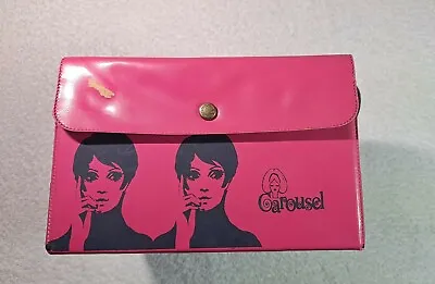 Vintage Carousel Pink Vinyl Wig Doll Box Twiggy Retro 1960s 7  X 7  X 4  Storage • $19.99