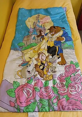 Vintage Walt Disney Beauty And The Beast 1990s Kids Sleeping Bag Belle Blanket • $32